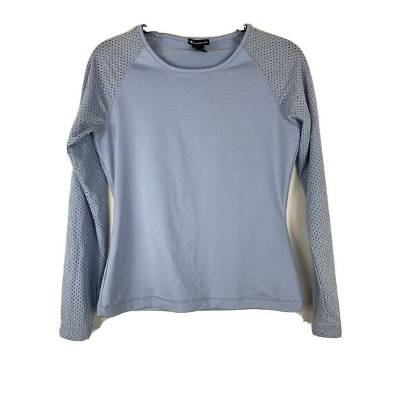 Champion Elite Long Sleeve Workout Top Women's M Mesh Sleeves Scoop Neck Blue - Picture 1 of 4